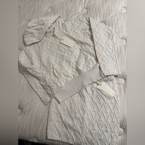 HaveOne Italian White Quilted Hoodie and Skirt Set small NWT